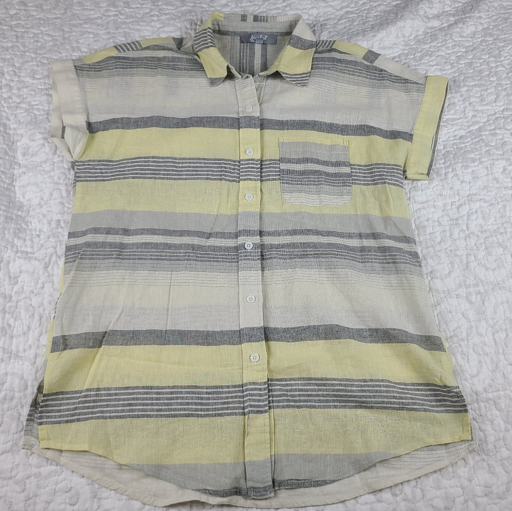 Marled linen button down